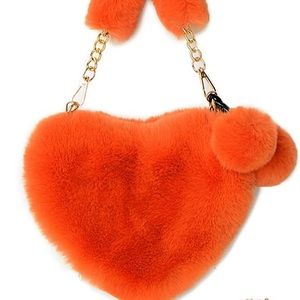 Fur Handbag & Headband Set (orange)
